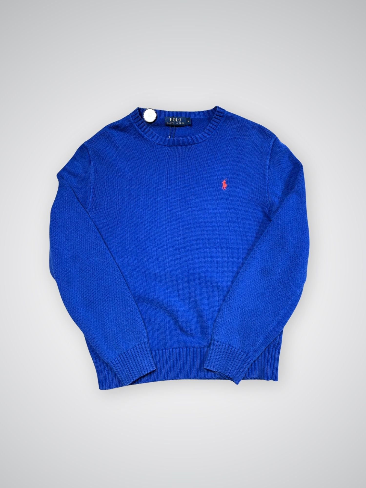 Pull Ralph Lauren grosses mailles bleu (M)