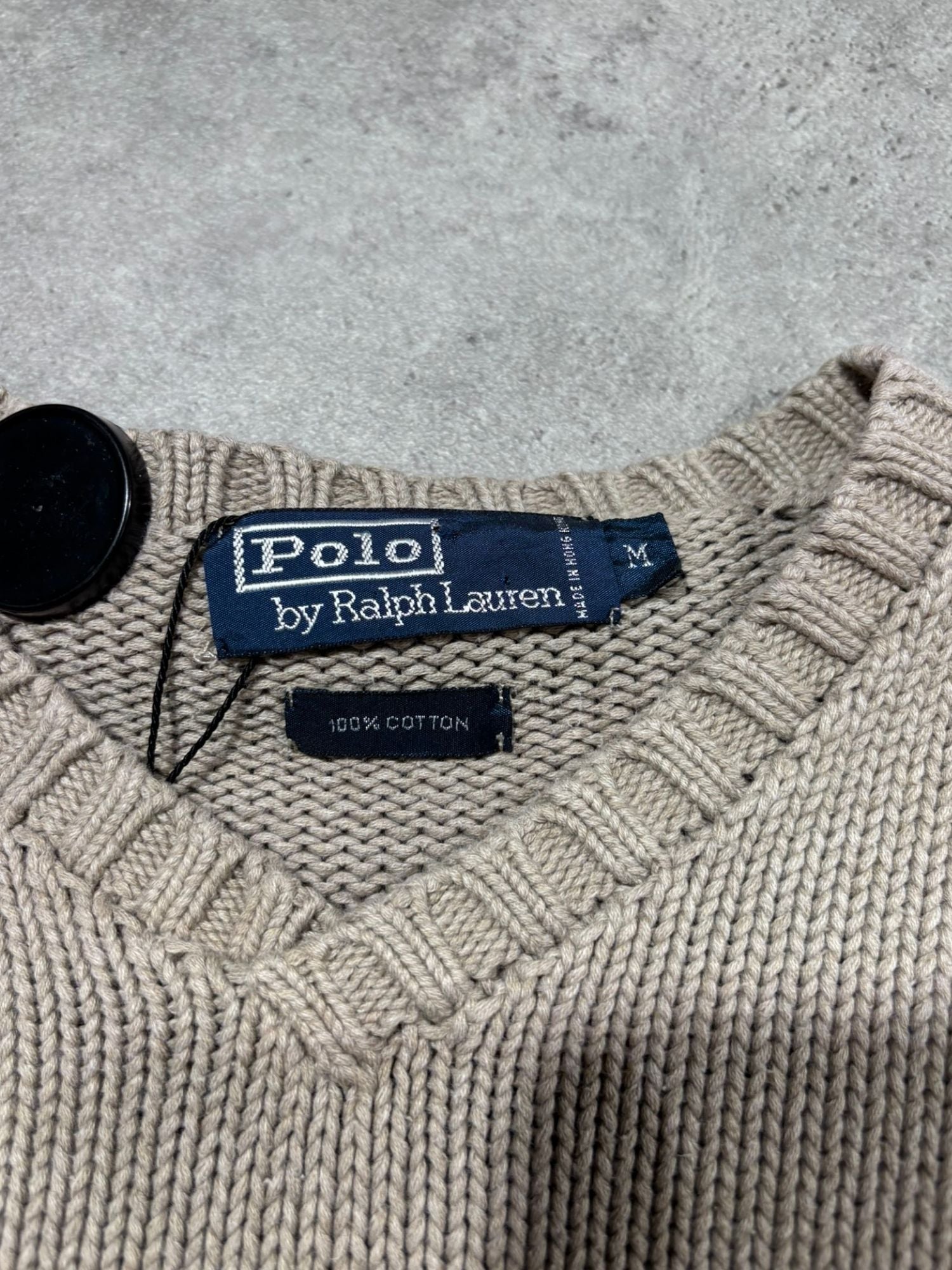 Pull Ralph Lauren grosses mailles beige (M)