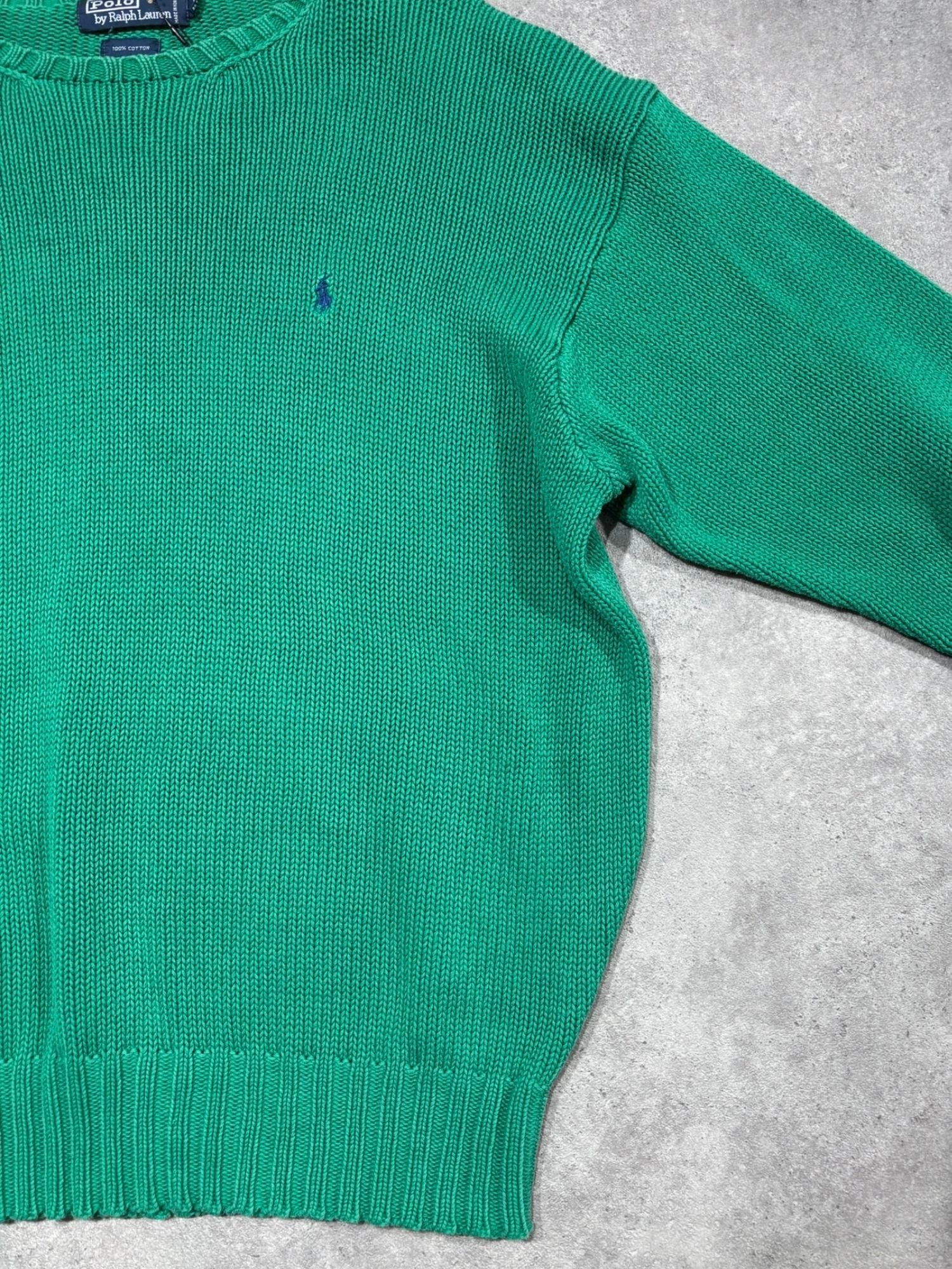 Pull Ralph Lauren grosses mailles vert (L)