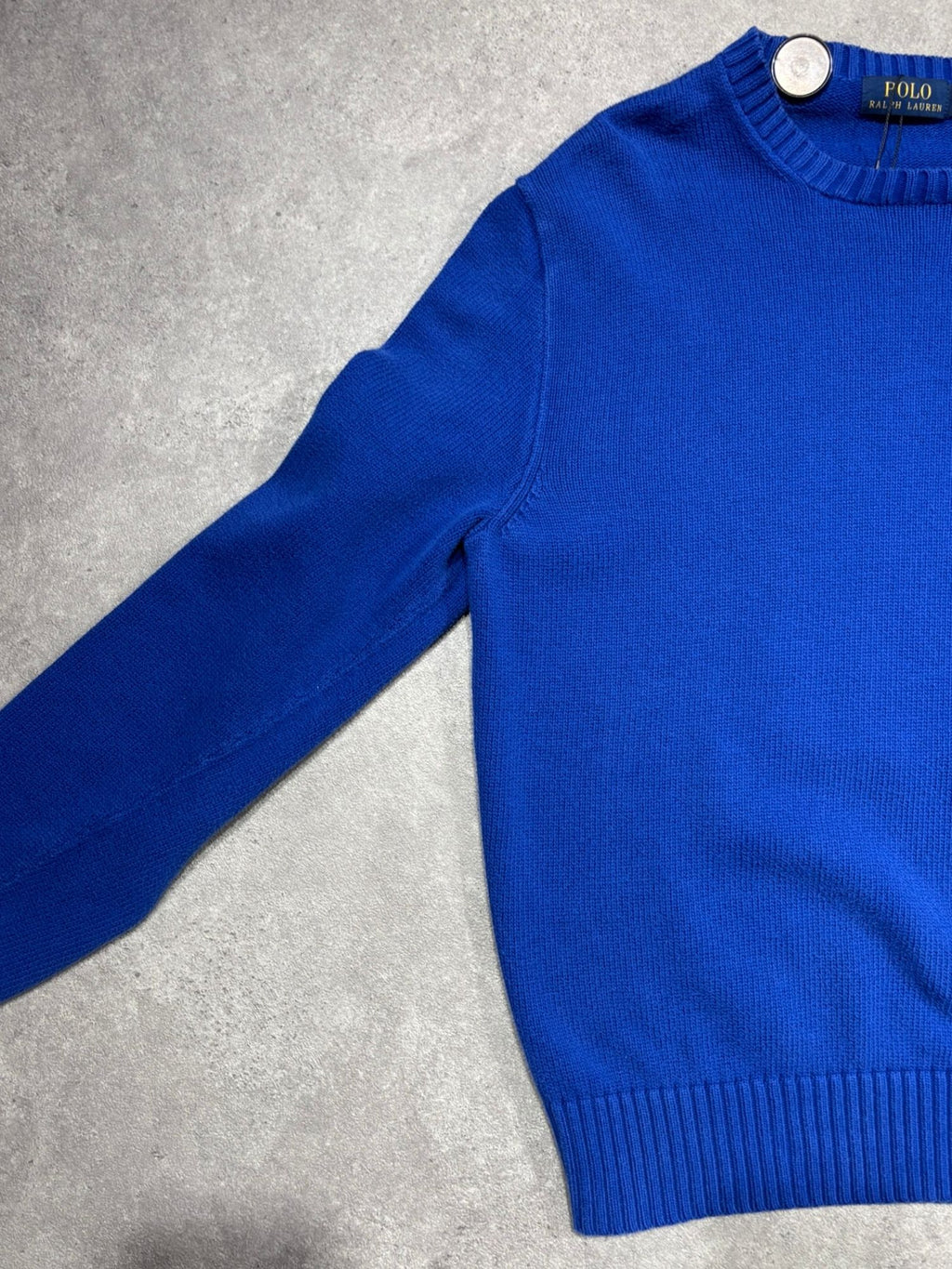 Pull Ralph Lauren grosses mailles bleu (M)