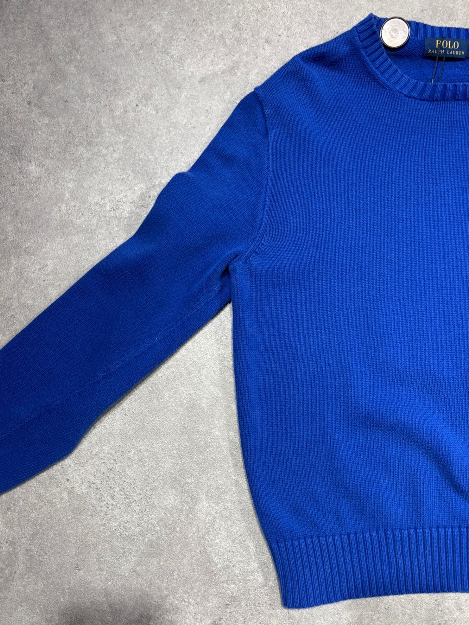Pull Ralph Lauren grosses mailles bleu (M)