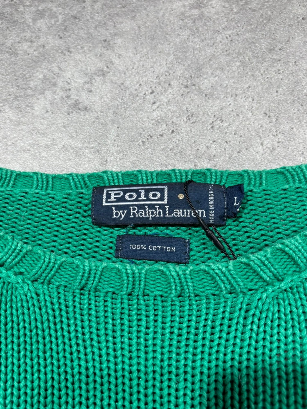 Pull Ralph Lauren grosses mailles vert (L)