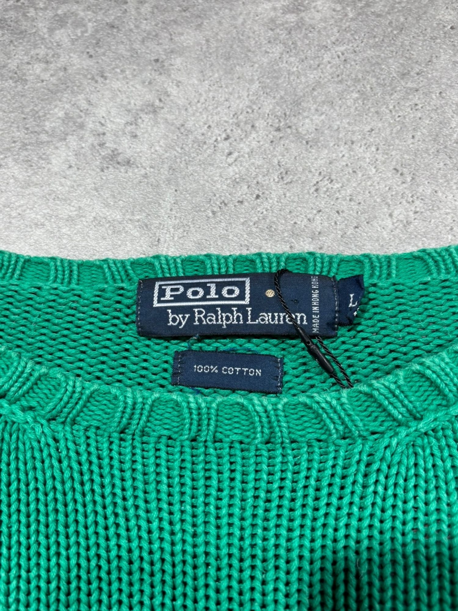 Pull Ralph Lauren grosses mailles vert (L)