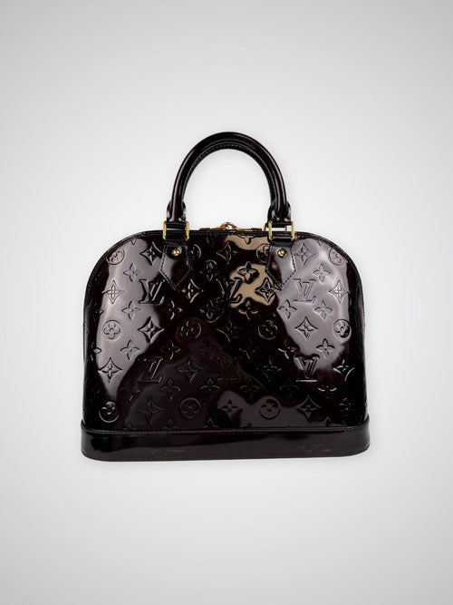 Alma PM cuir vernis Amarante Louis Vuitton
