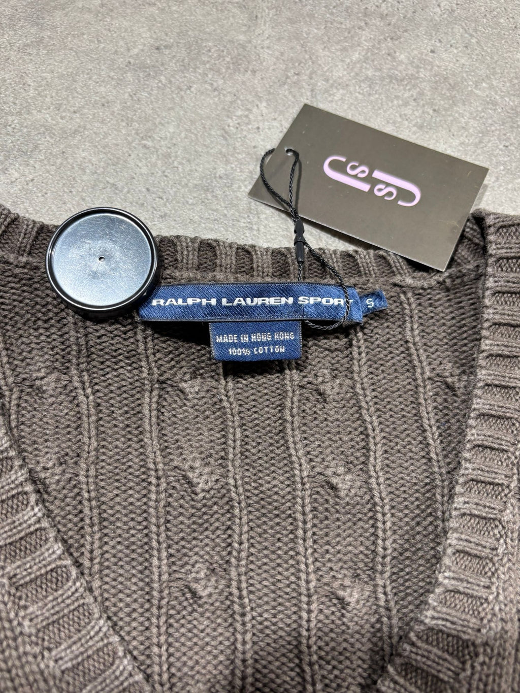 Pull torsadé Ralph Lauren marron (S femme)