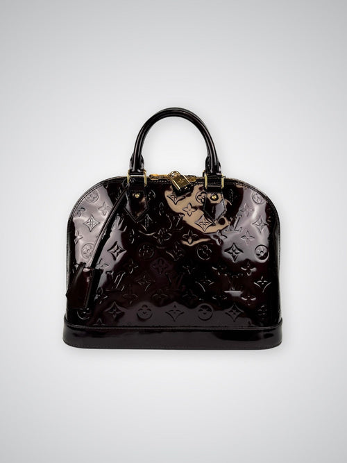 Alma PM cuir vernis Amarante Louis Vuitton