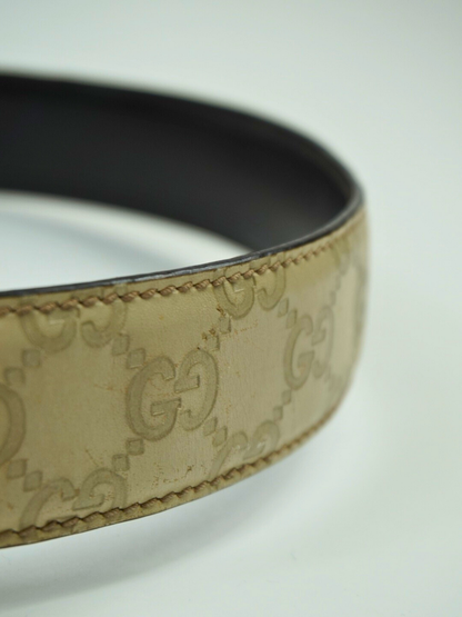 Ceinture beige à logo et monogramme - Gucci