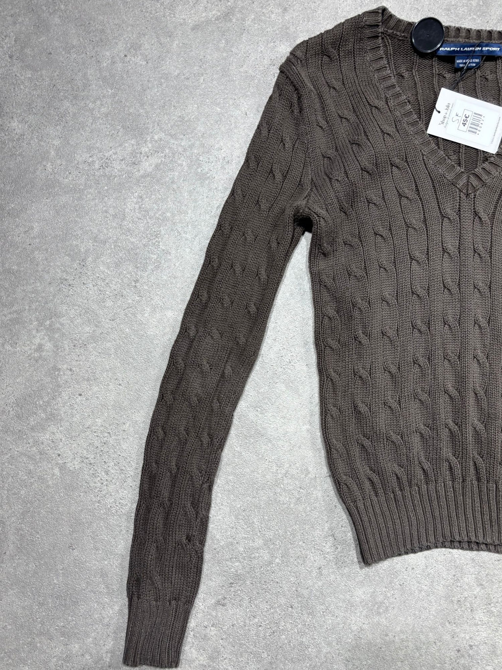 Pull torsadé Ralph Lauren marron (S femme)