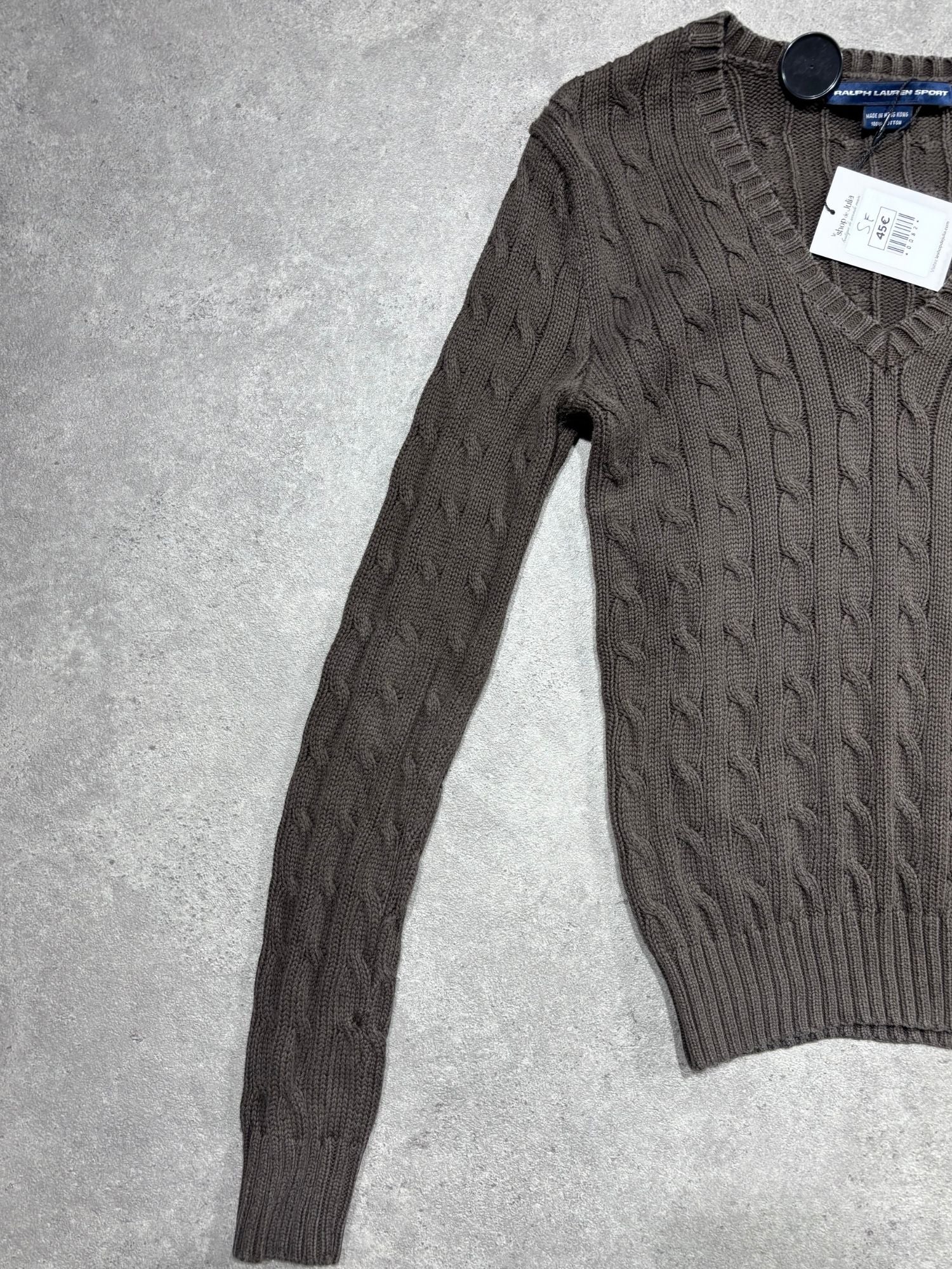 Pull torsadé Ralph Lauren marron (S femme)
