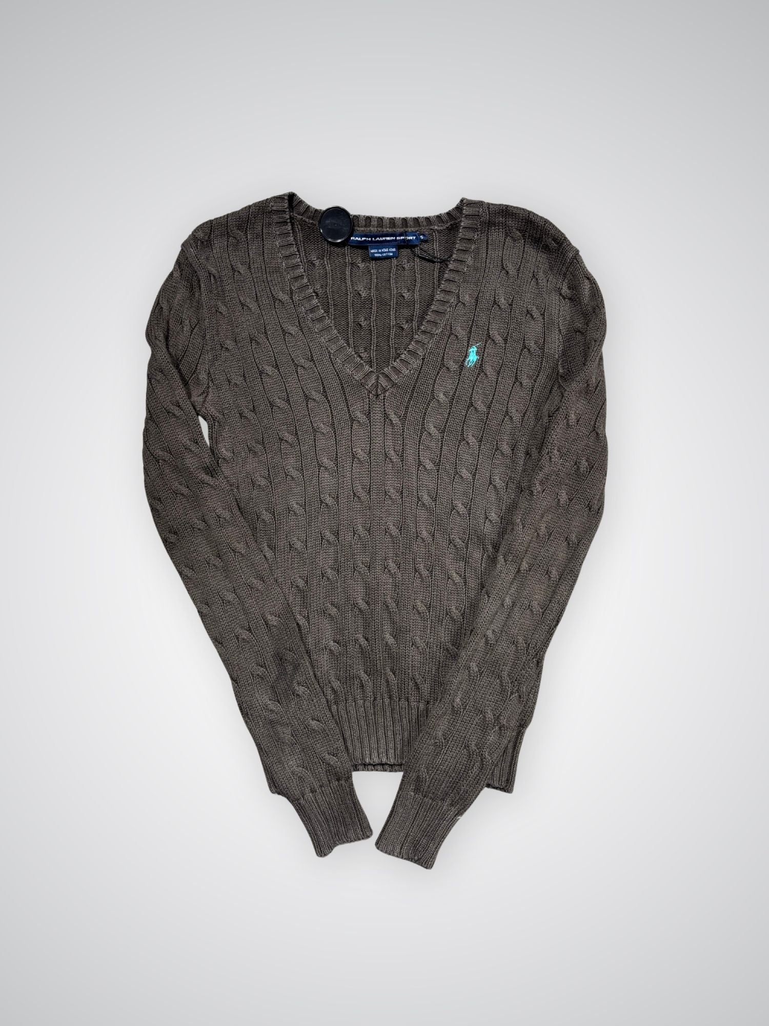 Pull torsadé Ralph Lauren marron (S femme)