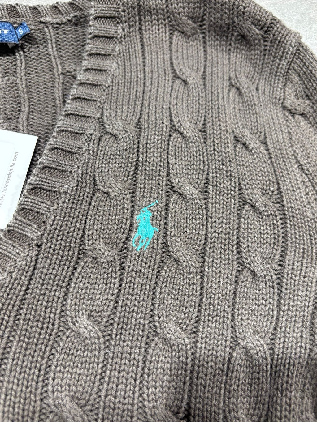 Pull torsadé Ralph Lauren marron (S femme)