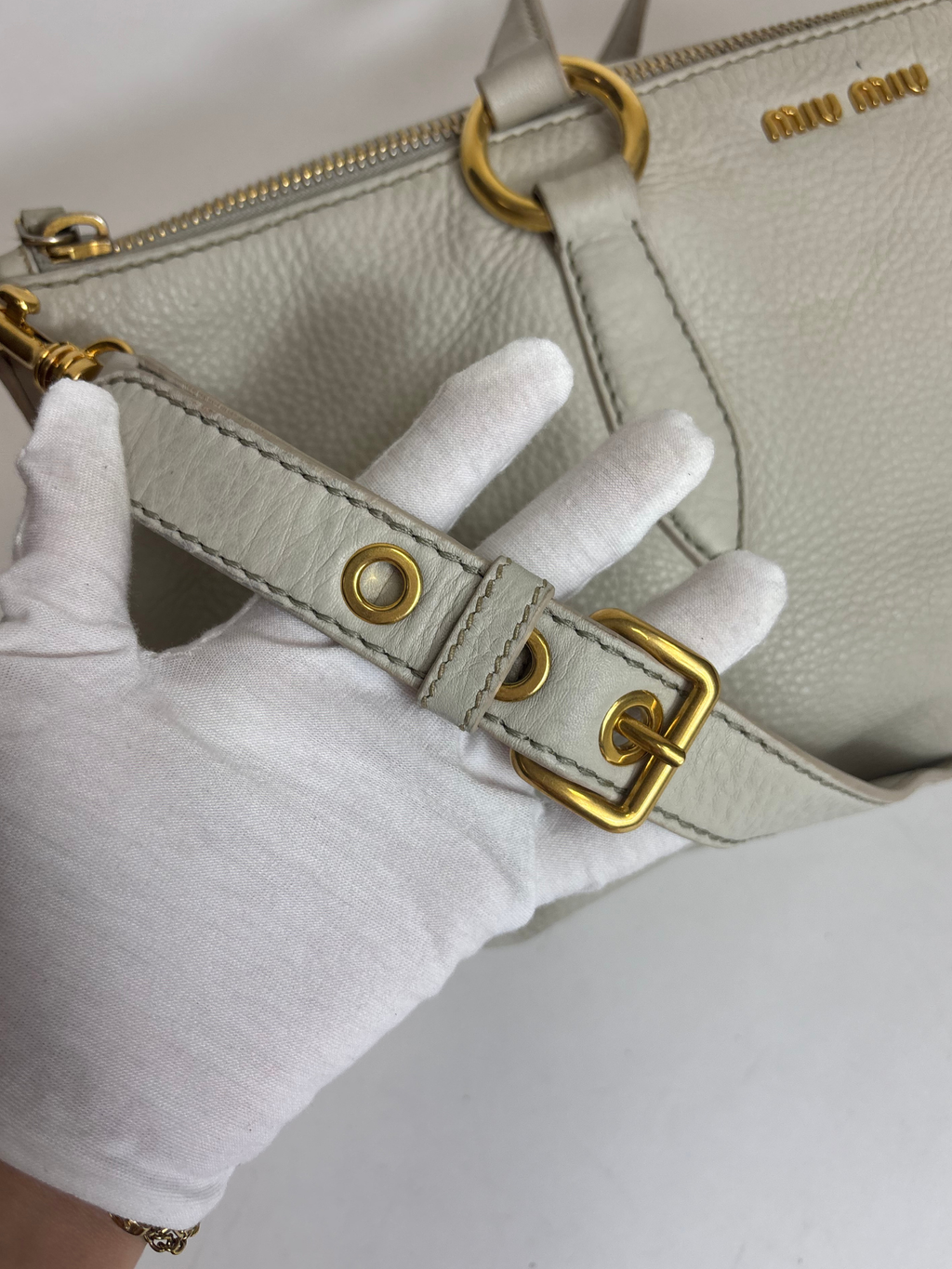 Sac Cabas écru Miu Miu