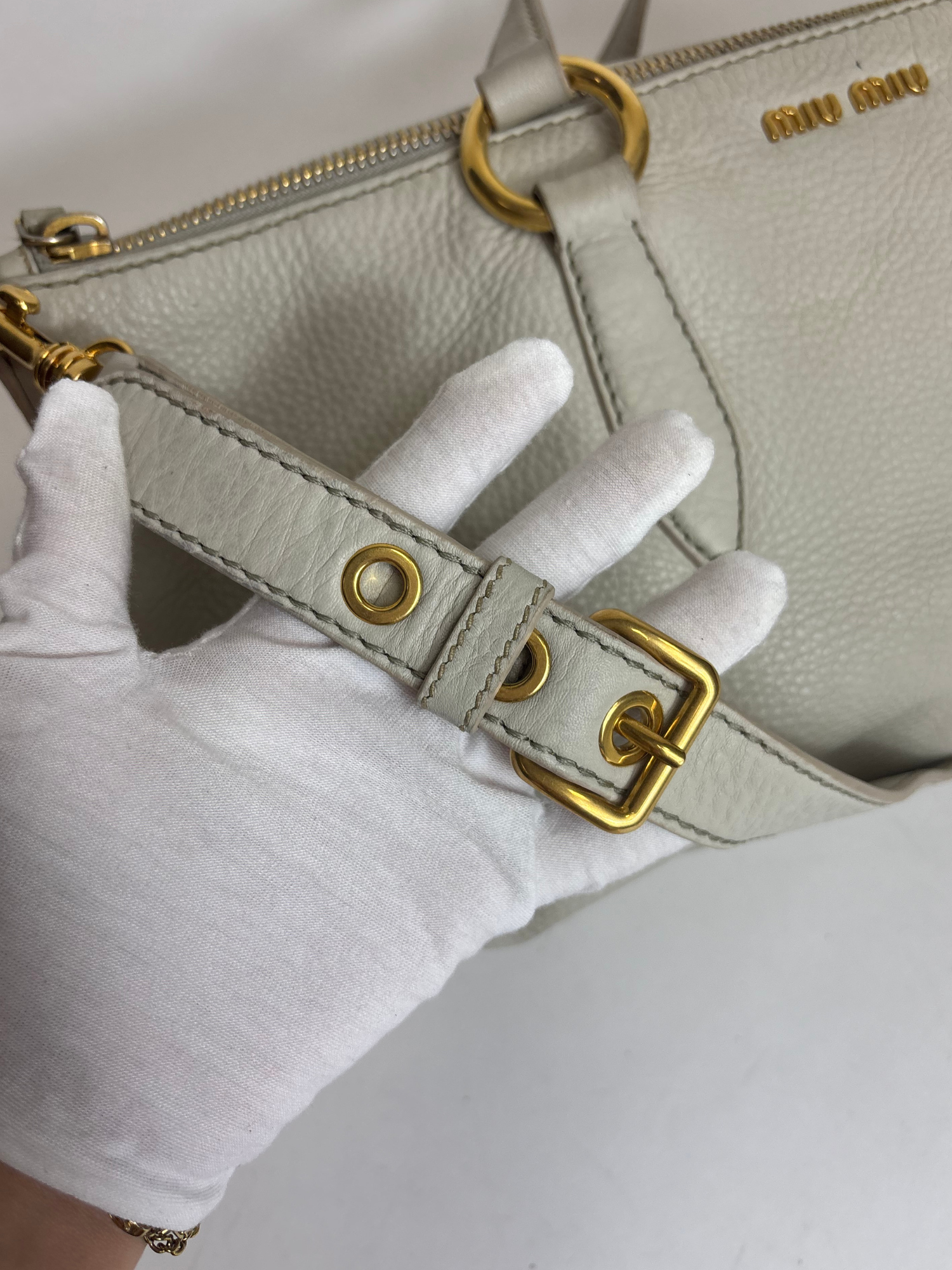 Sac Cabas écru Miu Miu