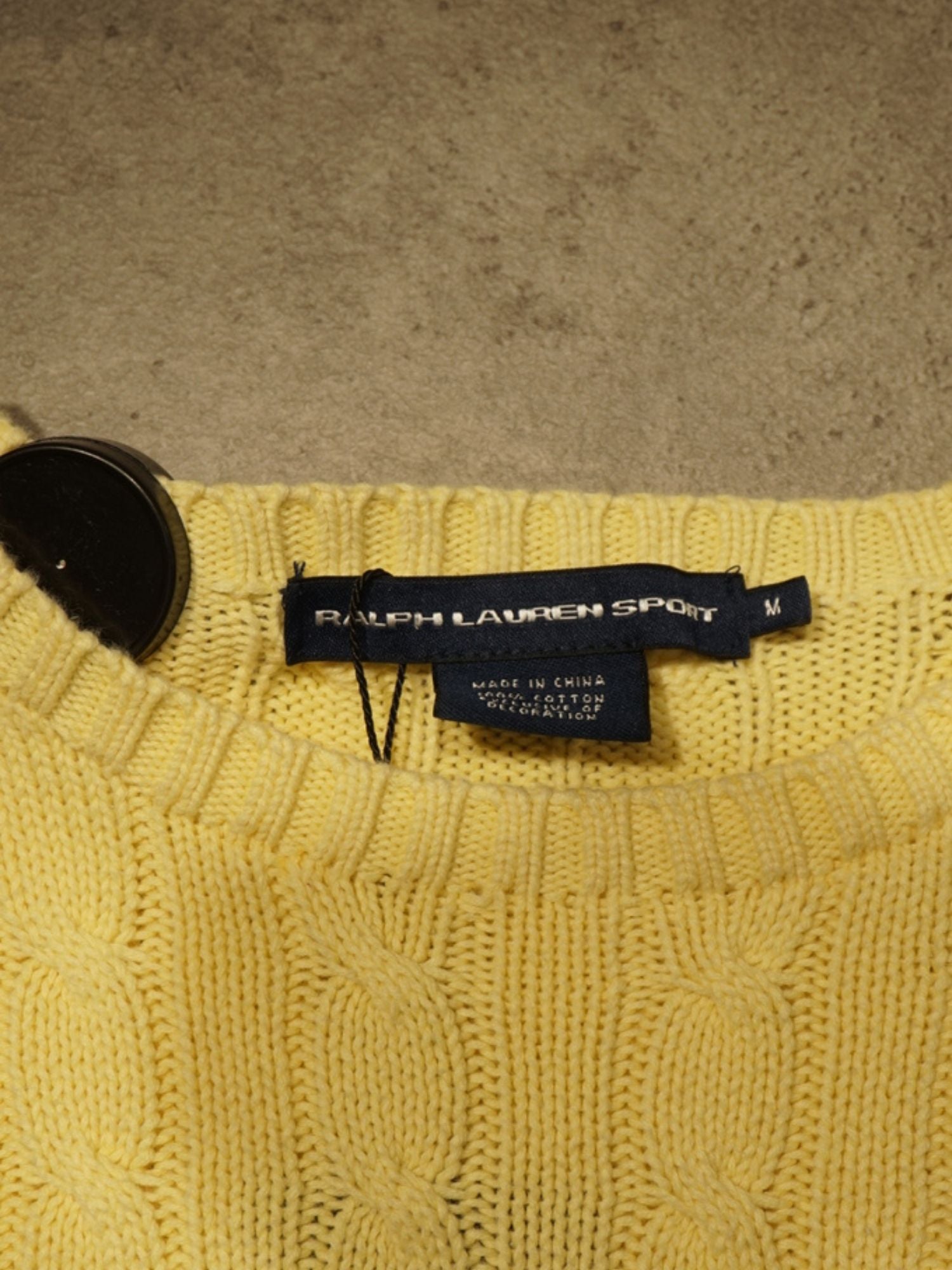 Pull torsadé jaune pâle Ralph Lauren (M femme)