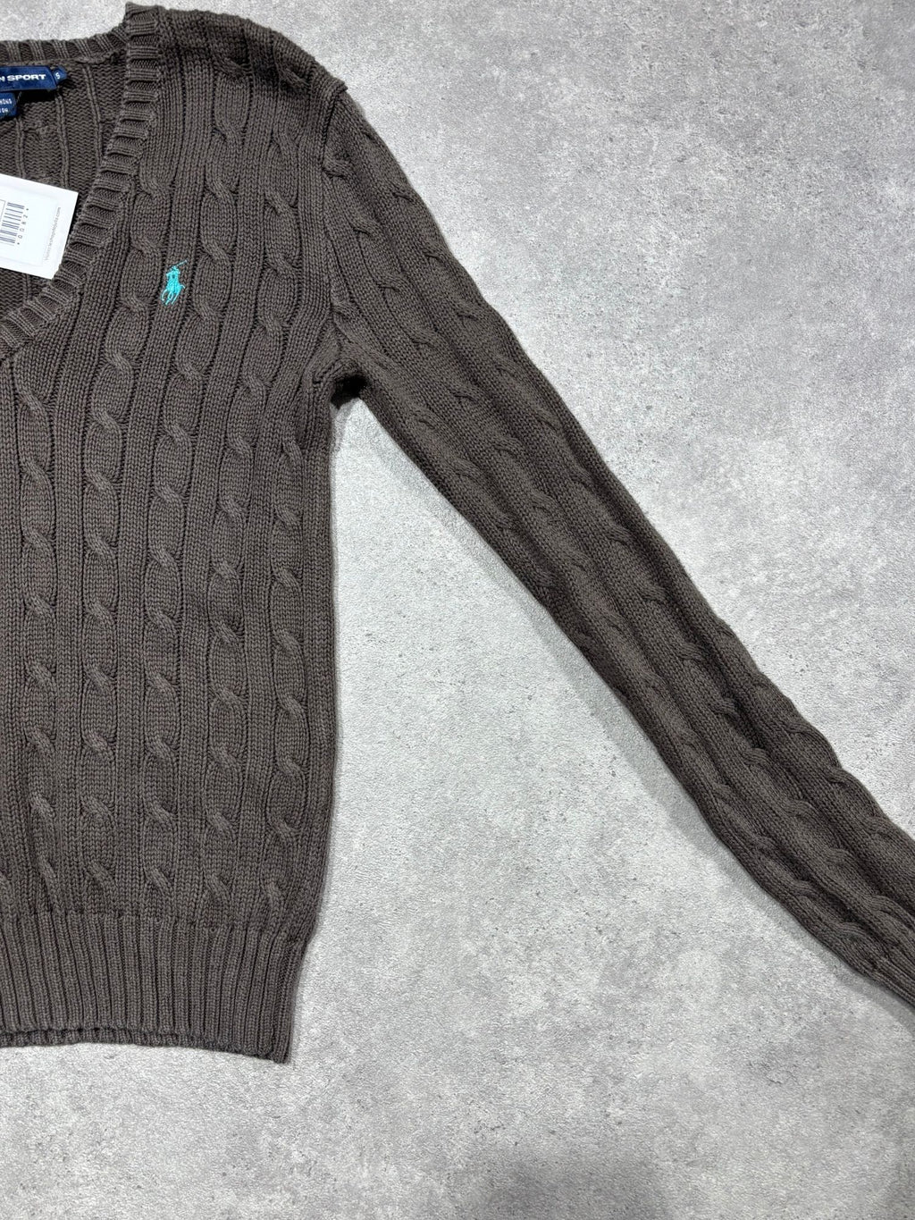 Pull torsadé Ralph Lauren marron (S femme)