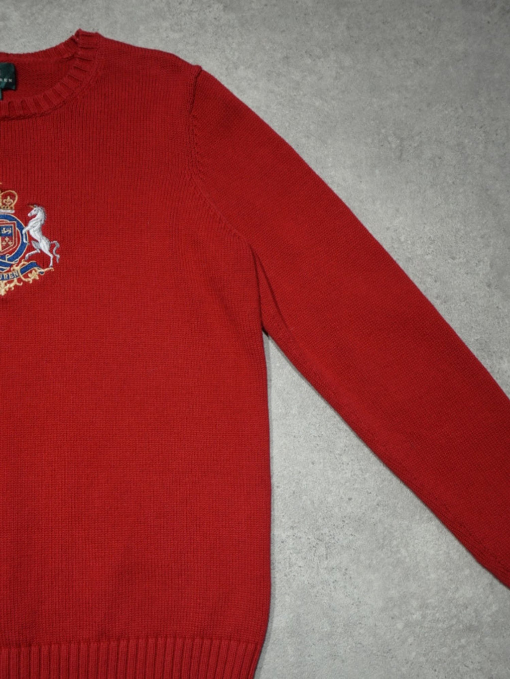 Pull en maille rouge Ralph Lauren (S femme)