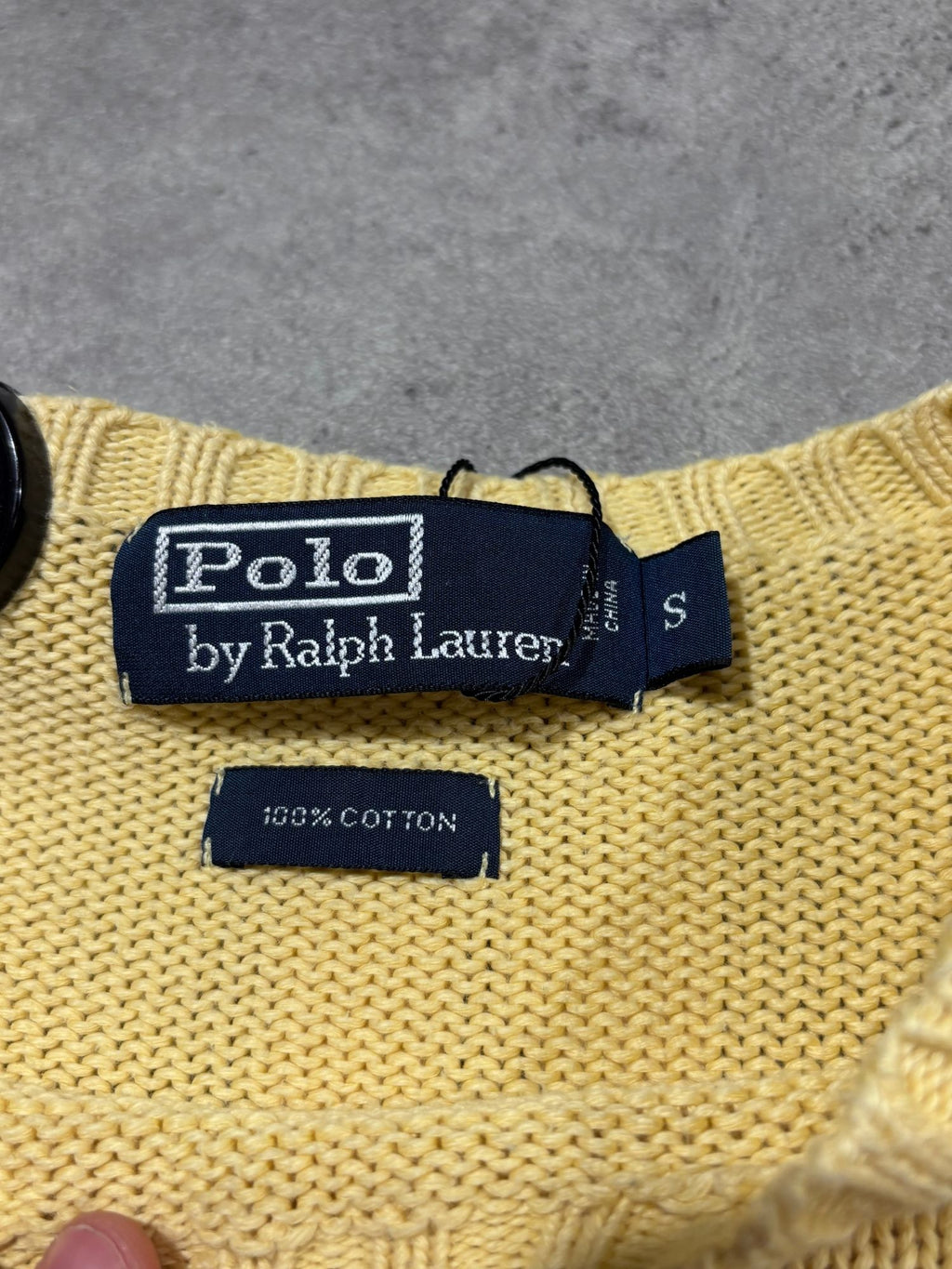 Pull Ralph Lauren grosses mailles jaune (S)
