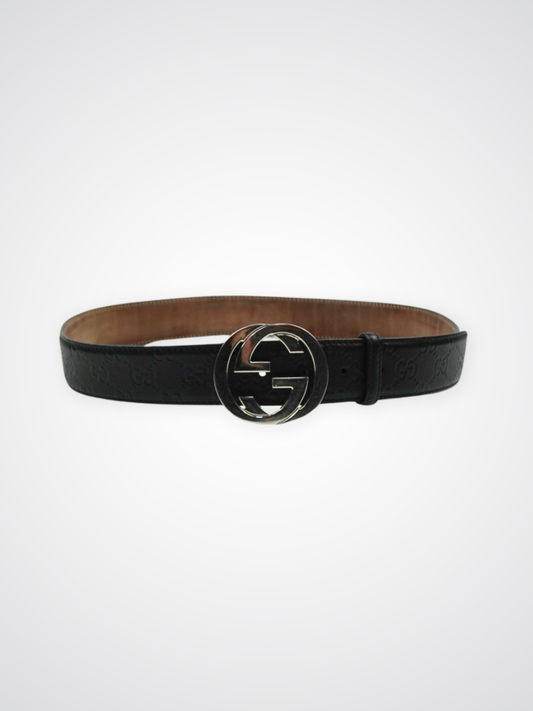 Ceinture noire à logo et monogramme - Gucci