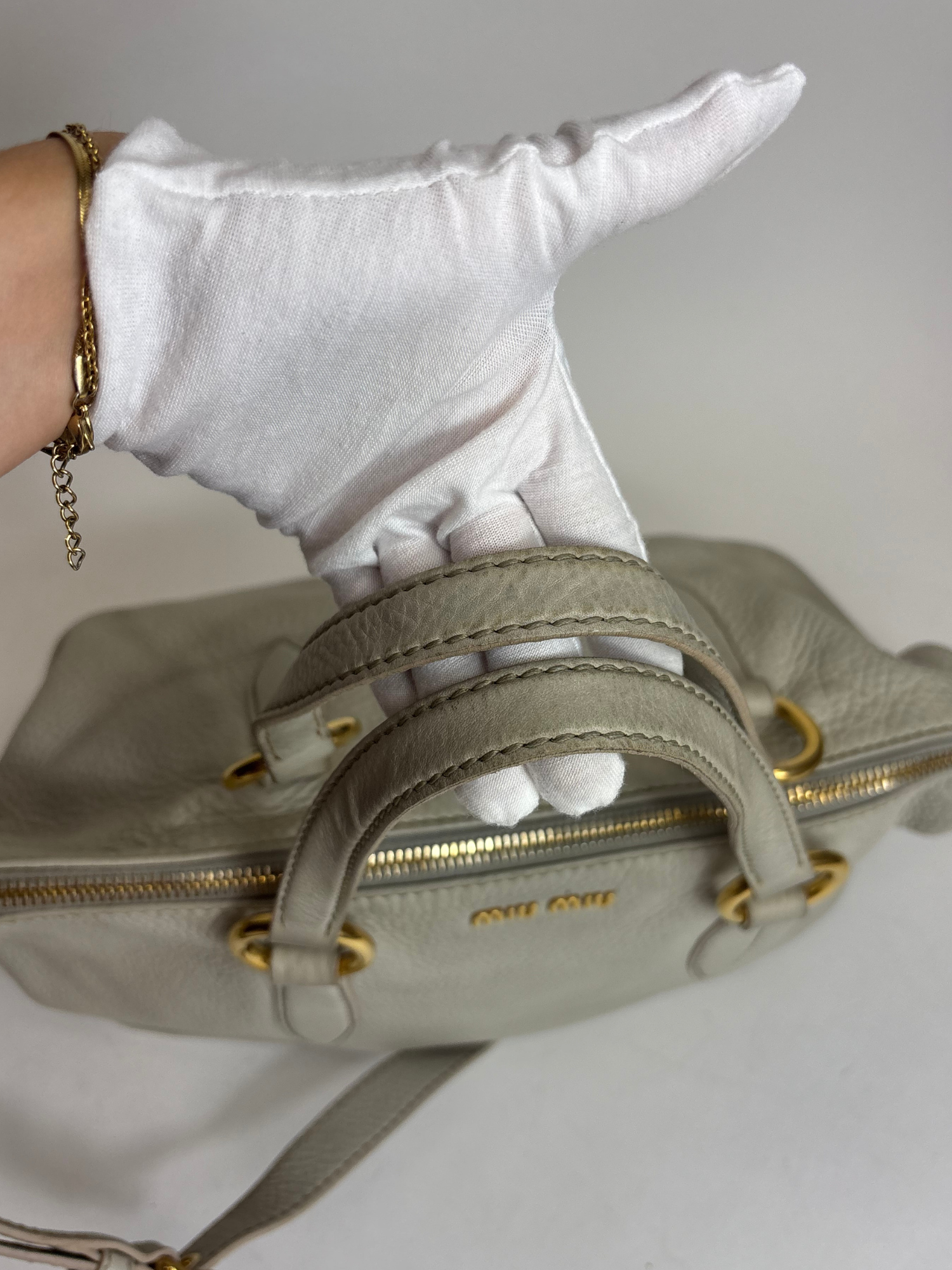 Sac Cabas écru Miu Miu
