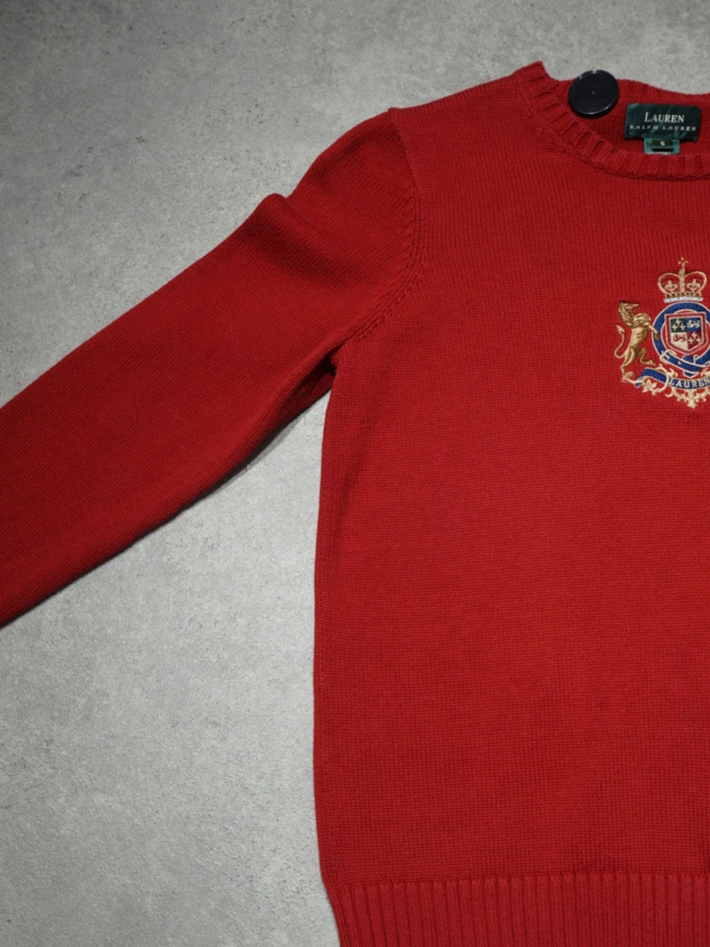 Pull en maille rouge Ralph Lauren (S femme)