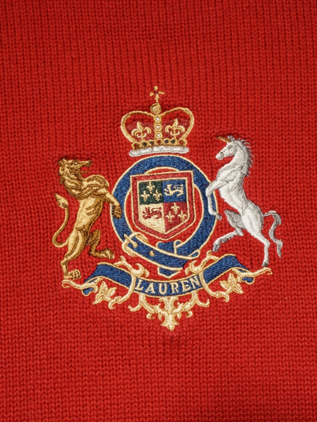 Pull en maille rouge Ralph Lauren (S femme)