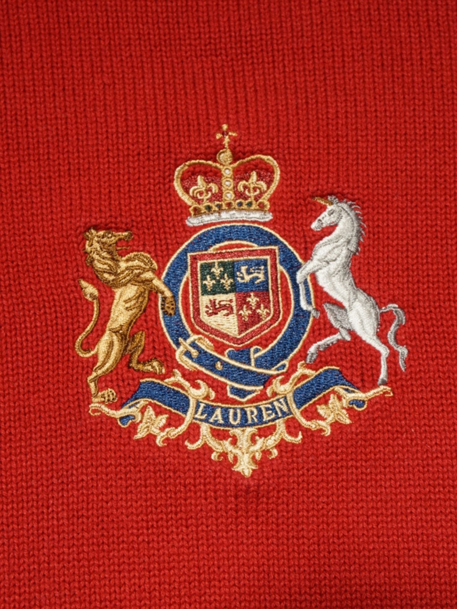 Pull en maille rouge Ralph Lauren (S femme)