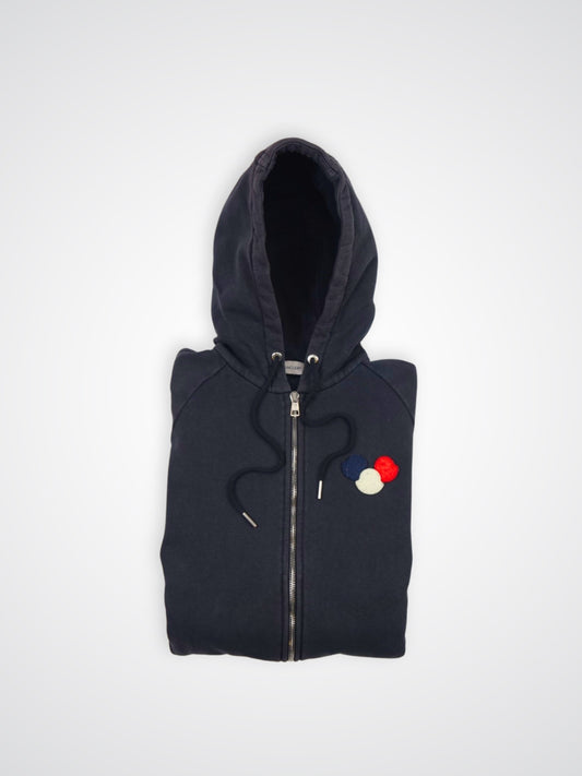 Sweat zippé bleu marine à logo - Moncler