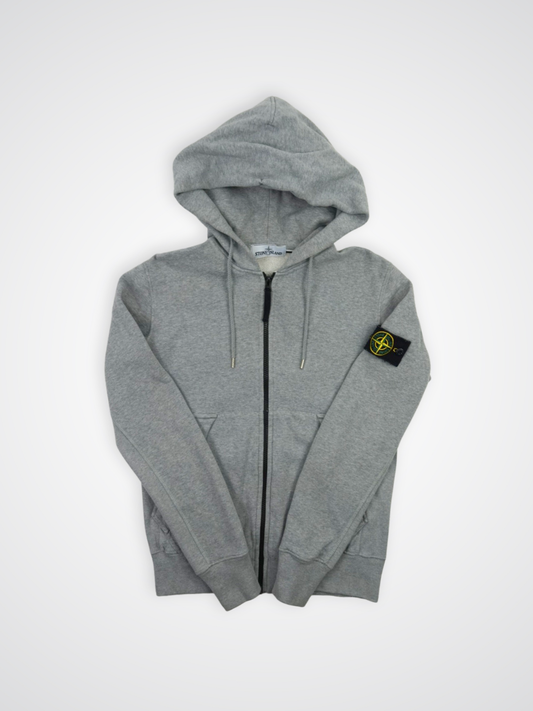 Sweat zippé à capuche gris à patch - Stone Island