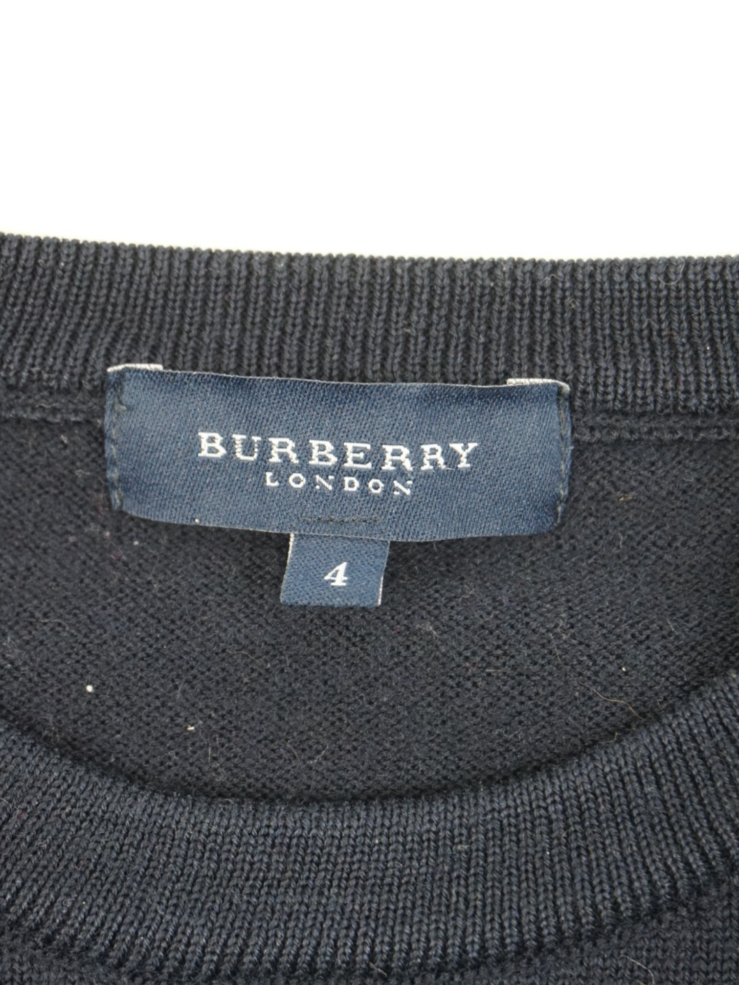 Pull en laine bleu marine à logo - Burberry