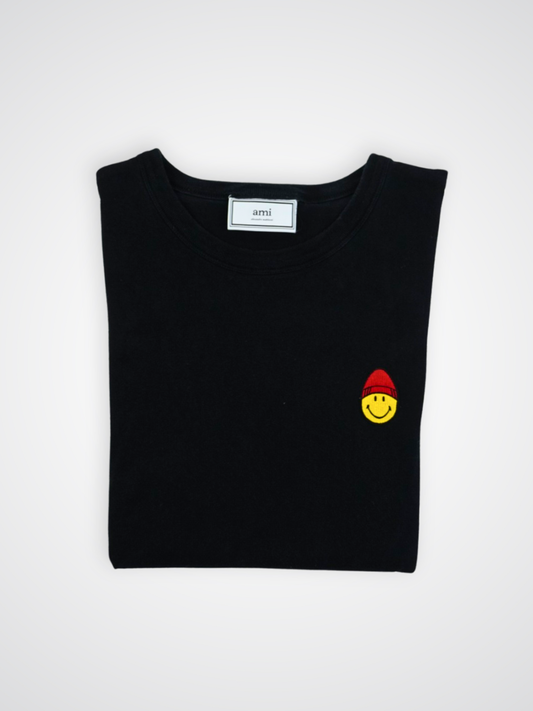 T-shirt noir à logo - AMI Paris X Smiley