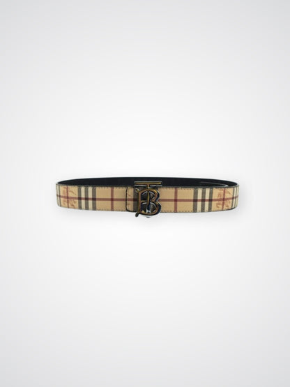 Ceinture réversible à motifs check/noire - Thomas Burberry