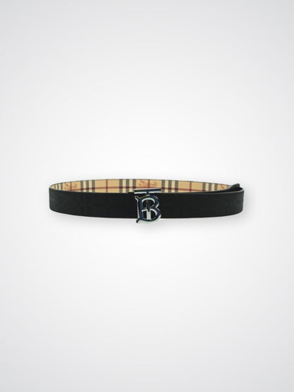 Ceinture réversible à motifs check/noire - Thomas Burberry