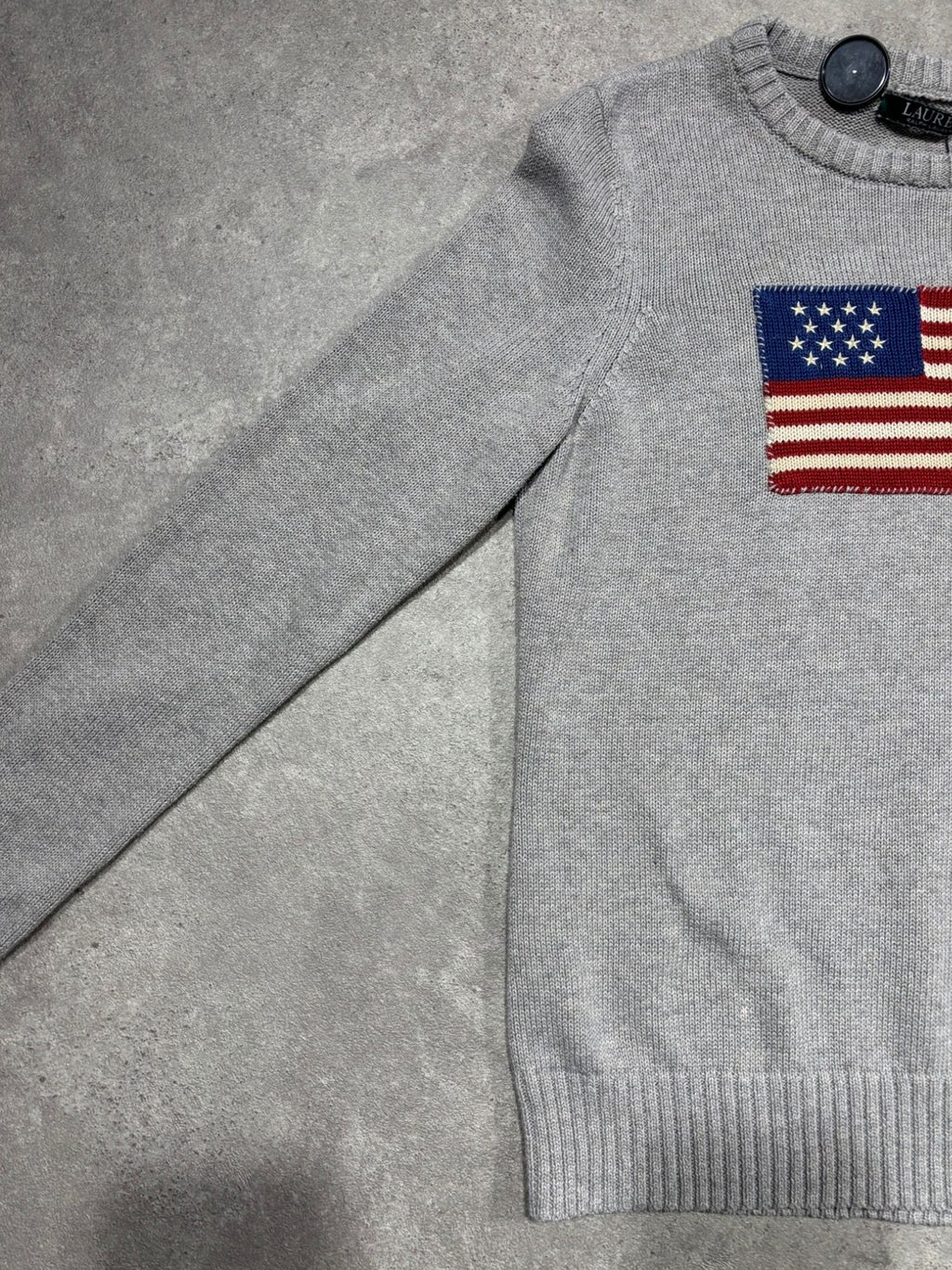 Pull Flag Ralph Lauren gris (M femme)