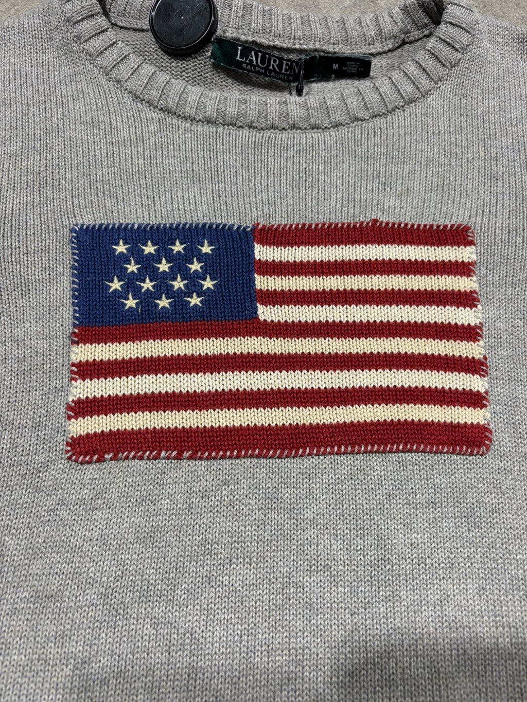 Pull Flag Ralph Lauren gris (M femme)