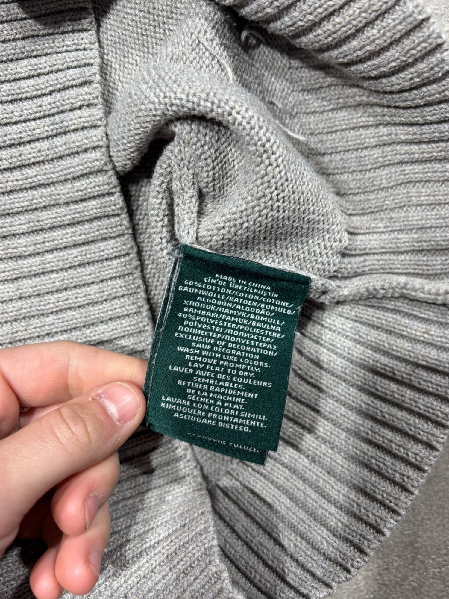 Pull Flag Ralph Lauren gris (M femme)