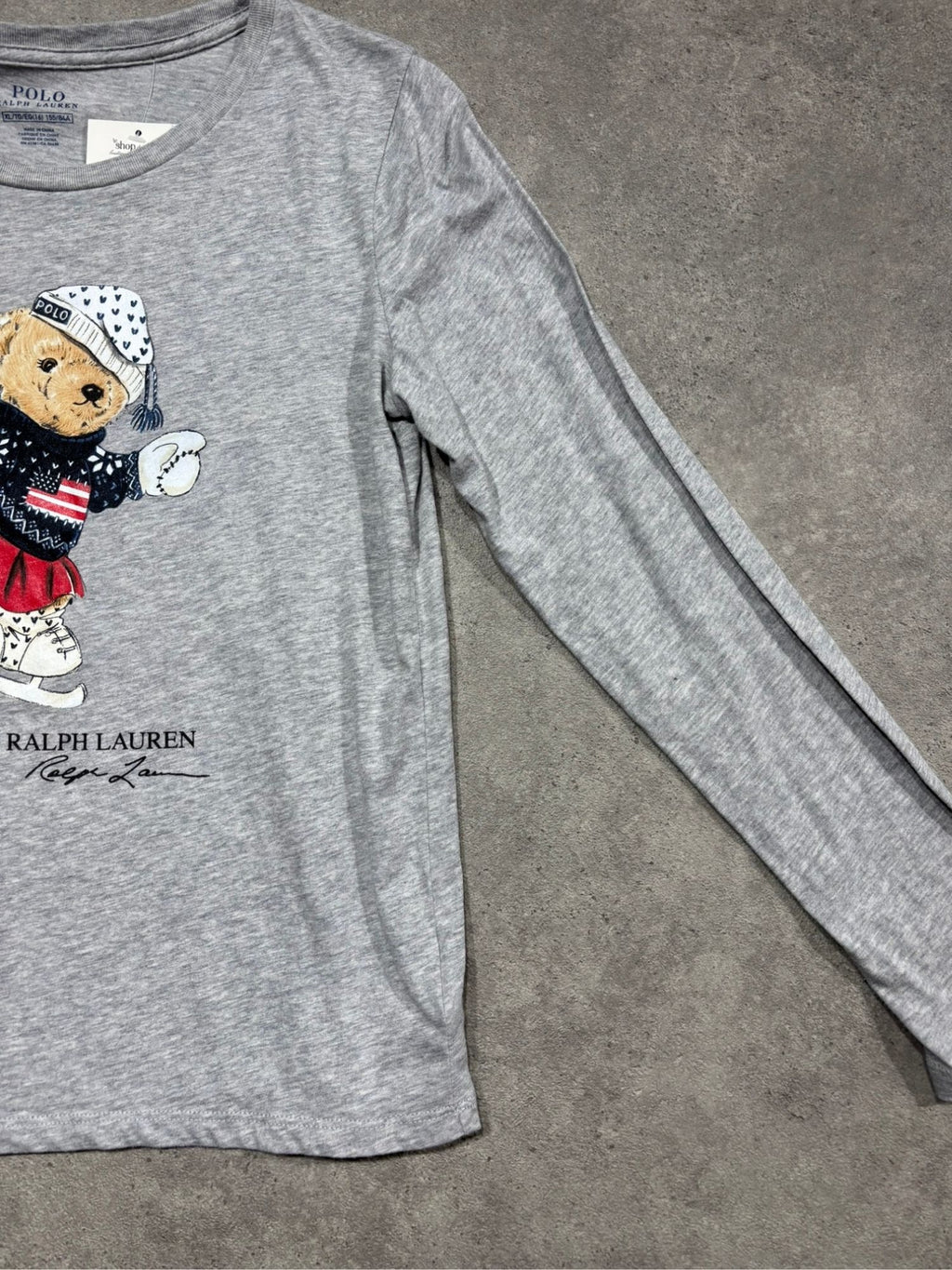 T-shirt Ralph Lauren Bear gris (XS/S femme)